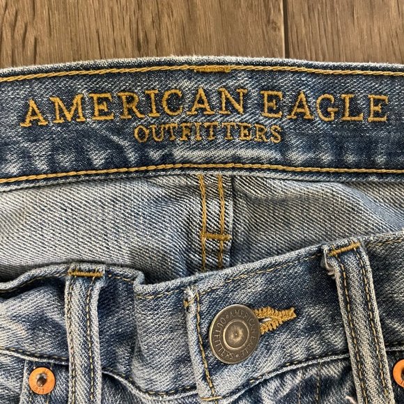 American Eagle Men's Jeans Size 28x32 Slim Starlight Distressed Blue Jeans Denim - Picture 3 of 8